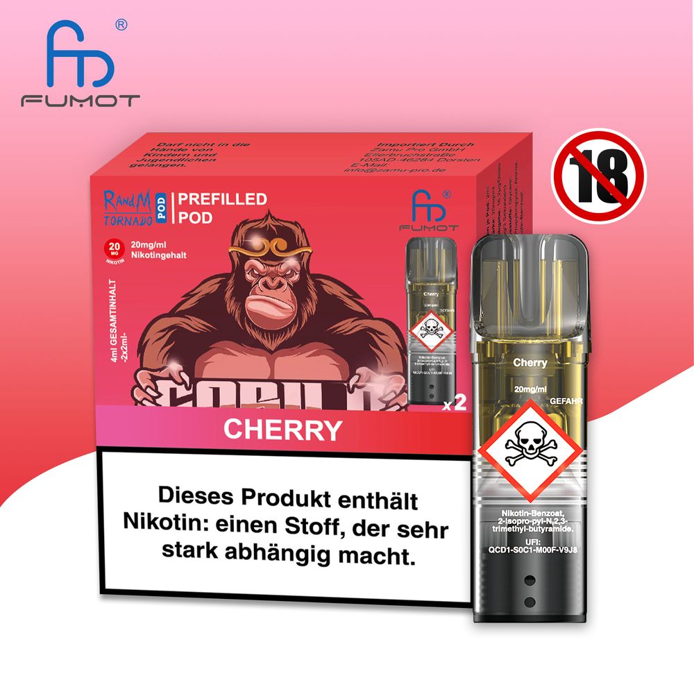 10x RandM Tornado Cherry 20mg Nikotin 2er Pack