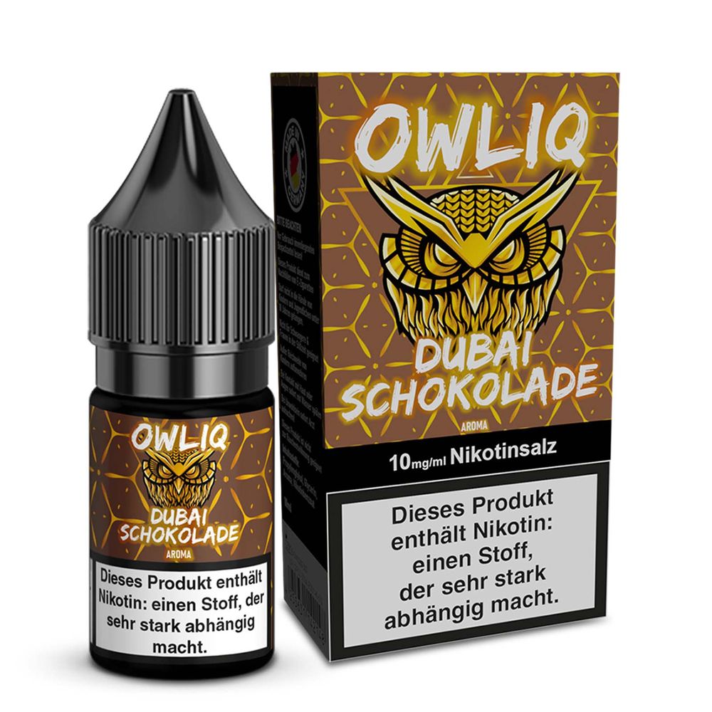 10x OWLIQ Nikotinsalz Liquid - Dubai Schokolade - 10ml