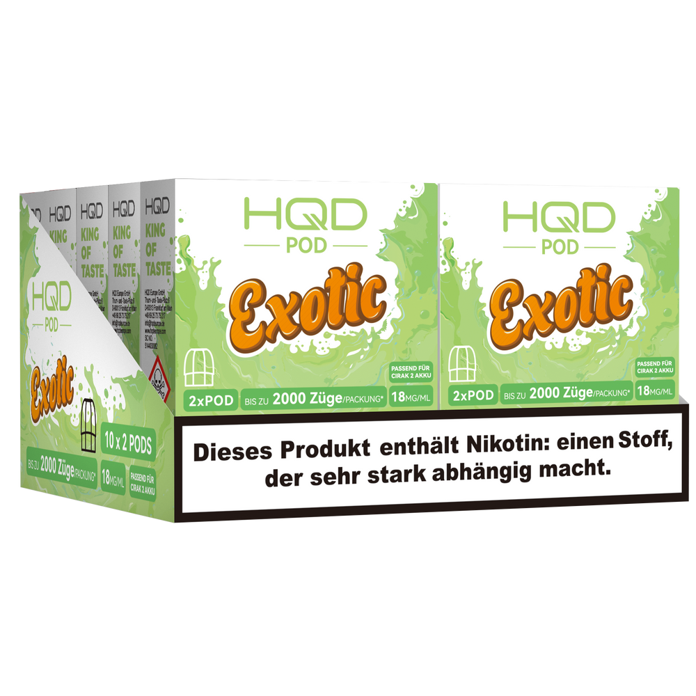 10+1 HQD Cirak 2 - Exotic - 2 x 2 ml Prefilled Pods (18 mg/ml Nikotingehalt)