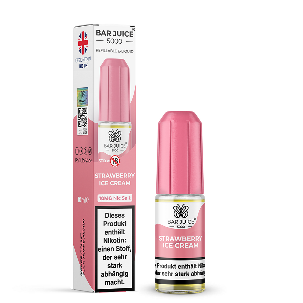 10x Bar Juice 5000 Strawberry Ice Cream Nikotinsalz Liquid 10 ml