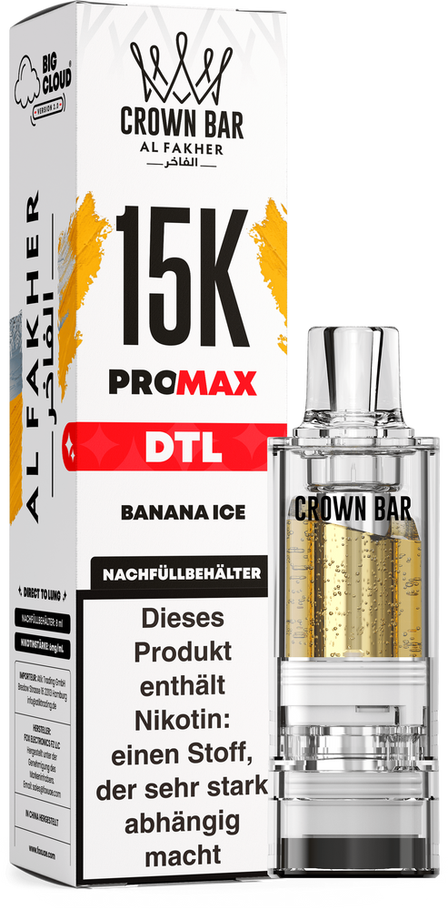 10x Al Fakher 15K PRO MAX (V2) Pod - Banana Ice - 6mg/ml Nikotingehalt - DTL