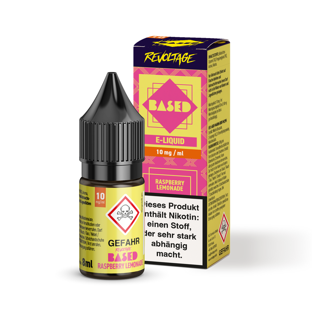 15x Revoltage BASED Liquid - Raspberry Lemonade - 8 ml Nikotinsalz Liquid