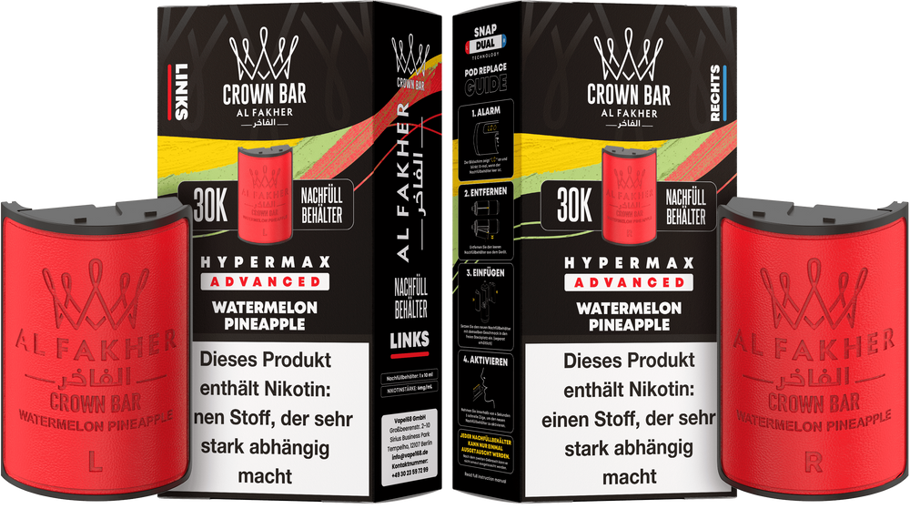 10x Al Fakher Hypermax 30K Pods - Alle Sorten - 6mg Nikotingehalt (5 Linke + 5 Rechte)