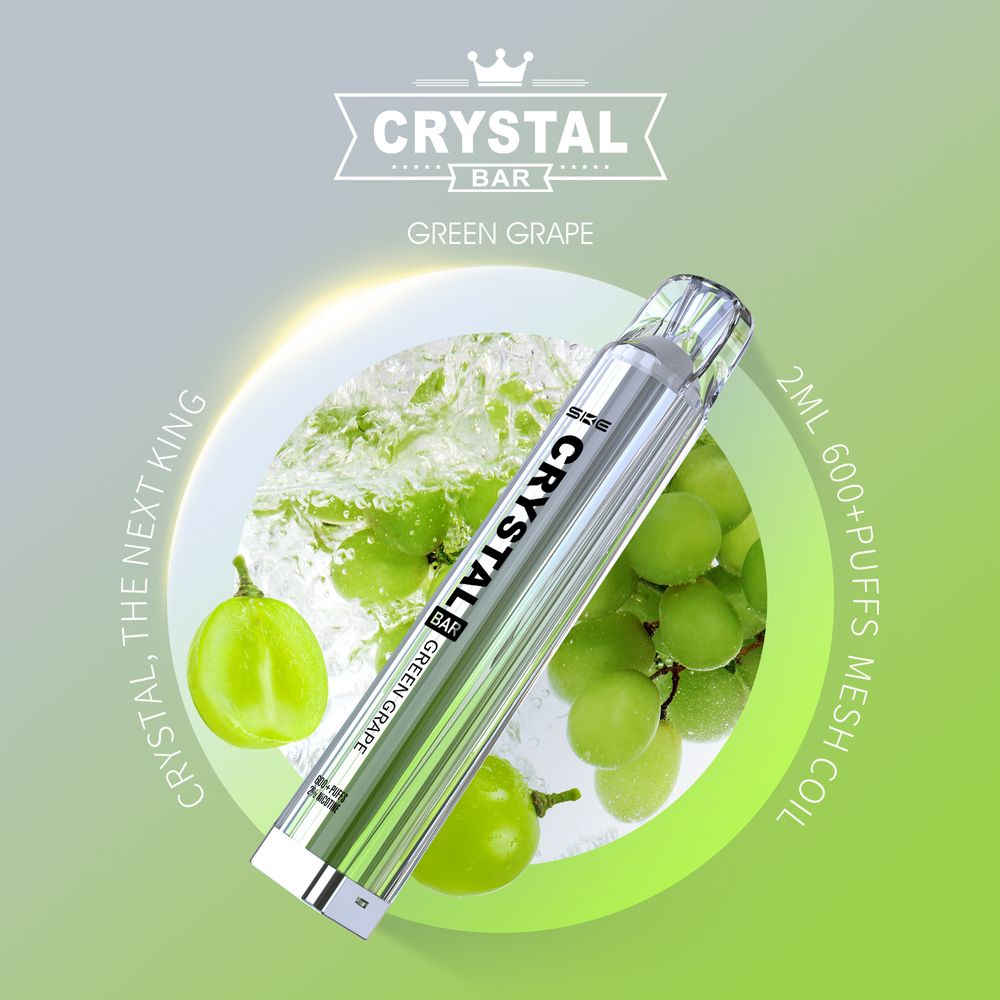 10 x SKE Crystal Bar 600 Green Grape 2% Nikotin