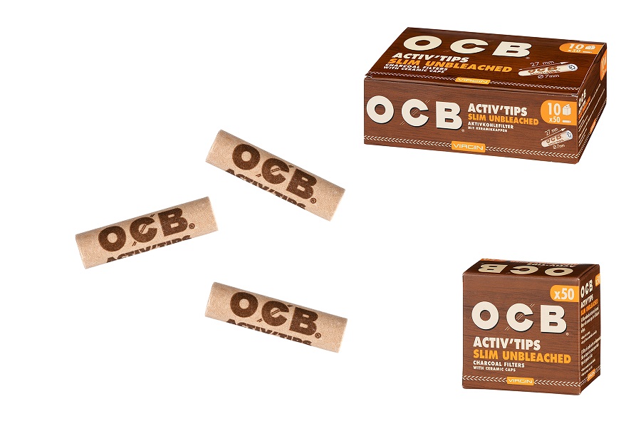 10x OCB Activ'Tips unbleached Slim 7mm, Packung á 50 Filter