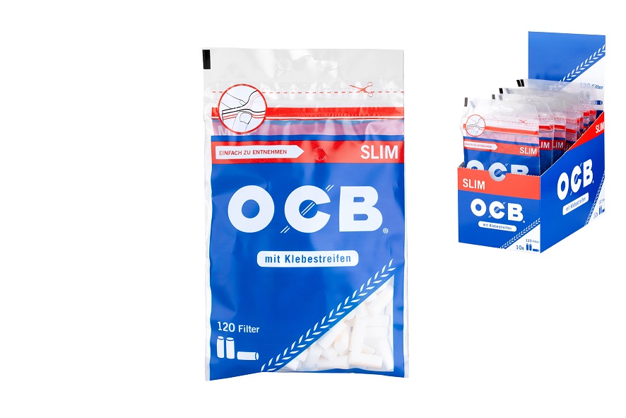 10x OCB Drehfilter Slim mit Klebestreifen 6mm, Beutel á 120 Filter