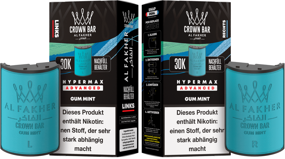 10x Al Fakher Hypermax 30K Pods - Alle Sorten - 6mg Nikotingehalt (5 Linke + 5 Rechte)