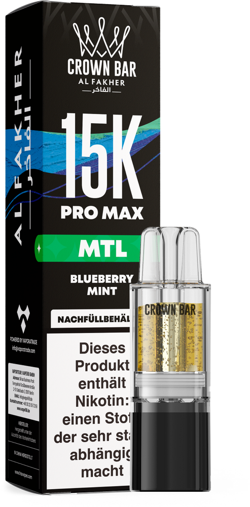 10x Al Fakher 15K PRO MAX Pod - Blueberry Mint - MTL