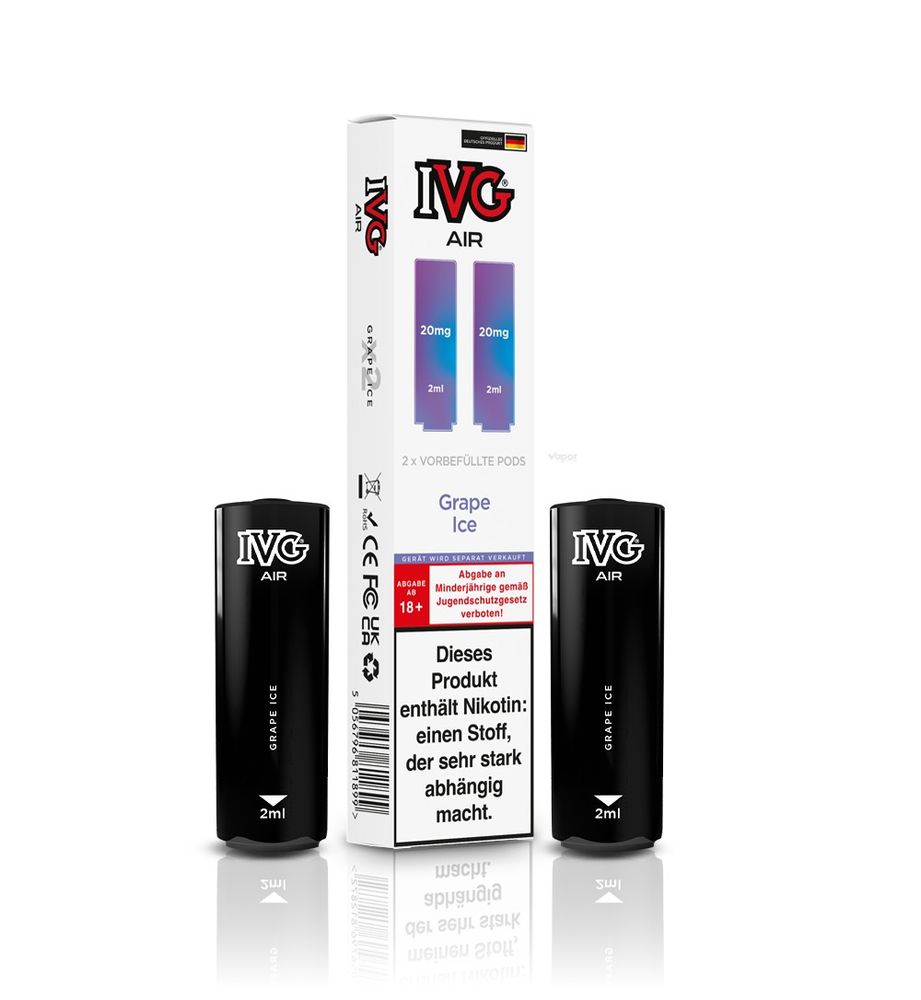10x IVG Air 4in1 Pods - Grape Ice (2er Pack) - 10% Akkuträger Gratis