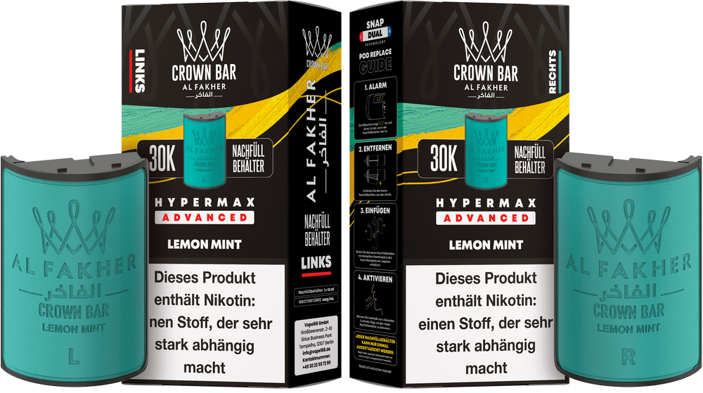 10x Al Fakher Hypermax 30K Pods - Alle Sorten - 6mg Nikotingehalt (5 Linke + 5 Rechte)