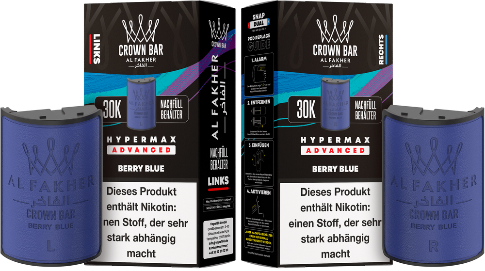 10x Al Fakher Hypermax 30K Pods - Alle Sorten - 6mg Nikotingehalt (5 Linke + 5 Rechte)
