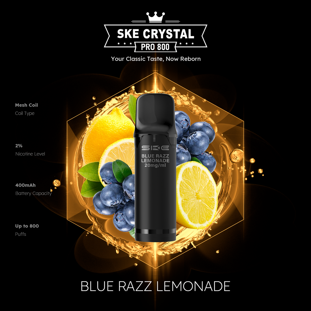 10x SKE Crystal Pro 800 - Blue Razz Lemonade - 20mg Nikotingehalt