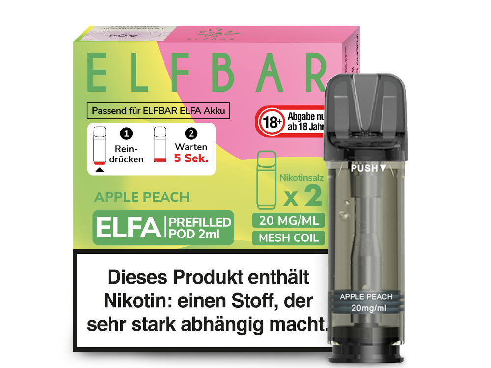 10x ELFBAR ELFA Apple Peach 20mg Nikotin 2er Pack