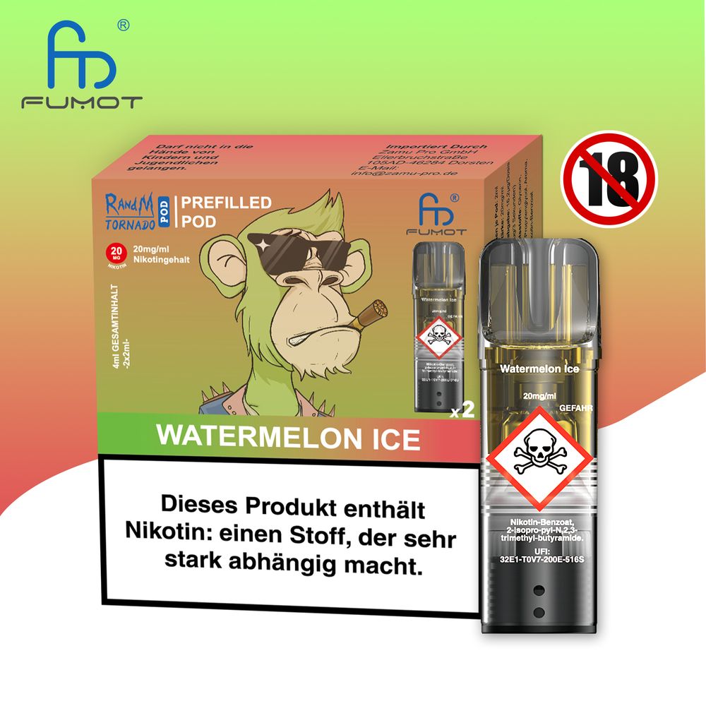 10x RandM Tornado Watermelon Ice 20mg Nikotin 2er Pack