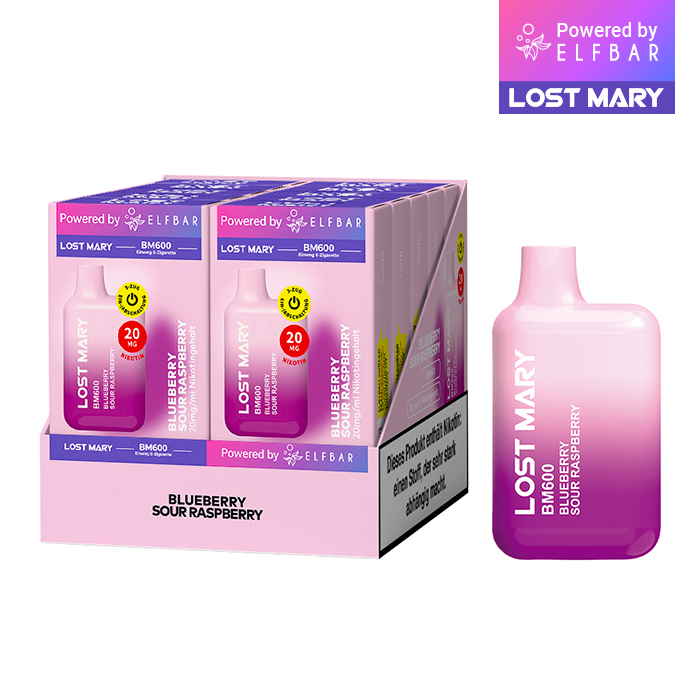 10 x Lost Mary BM600 - Blueberry Sour Raspberry 20mg Nikotin