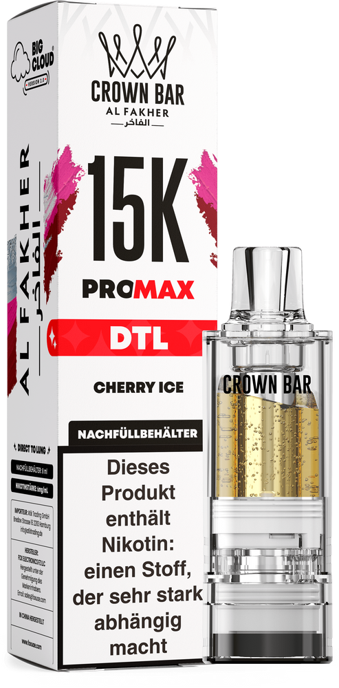 10x Al Fakher 15K PRO MAX (V2) Pod - Cherry Ice - 6mg/ml Nikotingehalt - DTL