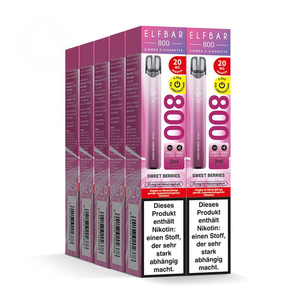 10x ELFBAR 800 Sweet Berries 20mg Nikotin
