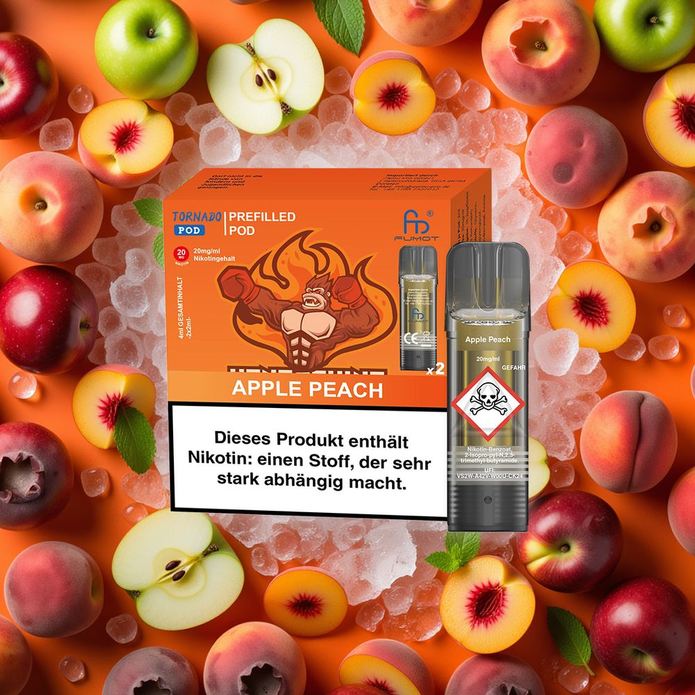 10x RandM Tornado Apple Peach 20mg Nikotin 2er Pack