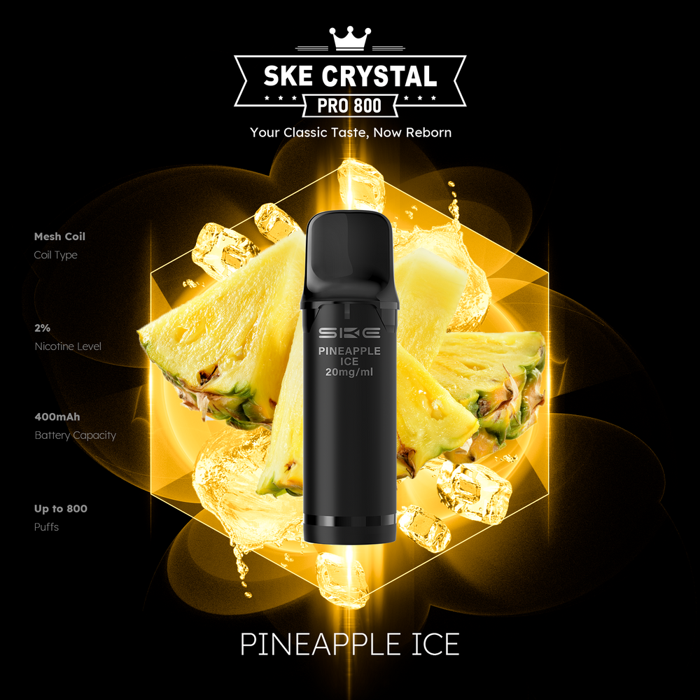 10x SKE Crystal Pro 800 - Pineapple Ice - 20mg Nikotingehalt