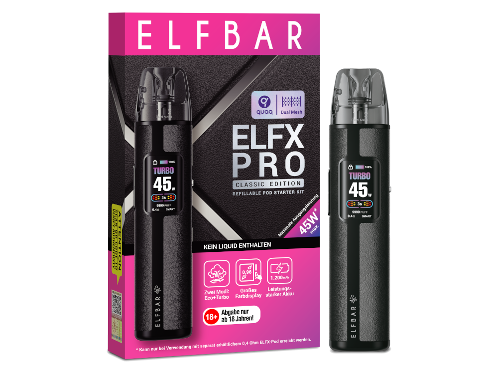 ELFBAR ELFX Pro - Pod Kit - 1200 mAh - Farbe: Black