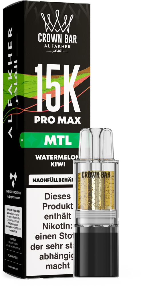 10x Al Fakher 15K PRO MAX Pod - Watermelon Kiwi - MTL