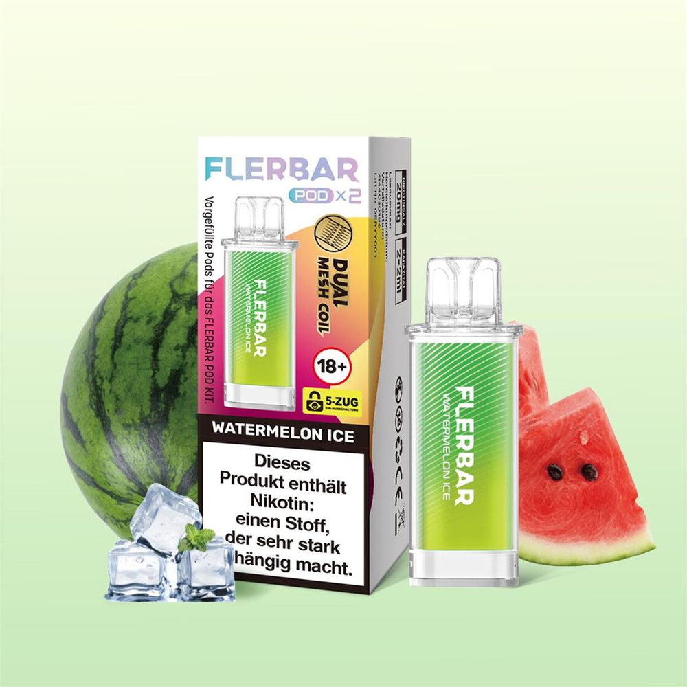 10 x Flerbar Pods - Watermelon Ice - 20mg Nikotin - 2er Pack