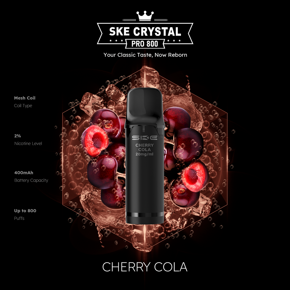 10x SKE Crystal Pro 800 - Cherry Cola - 20mg Nikotingehalt