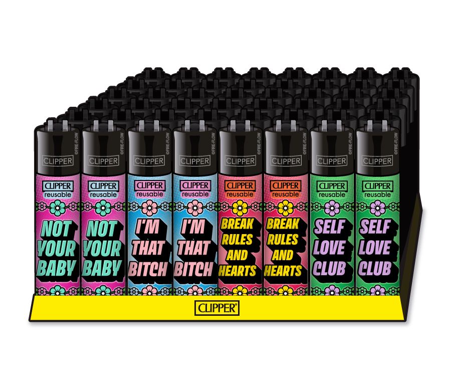 48x Clipper Reibrad Girly Slogan nachfüllbar