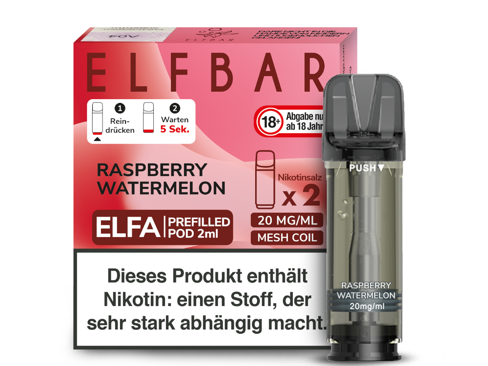 10x ELFBAR ELFA Raspberry Watermelon 20mg Nikotin 2er Pack