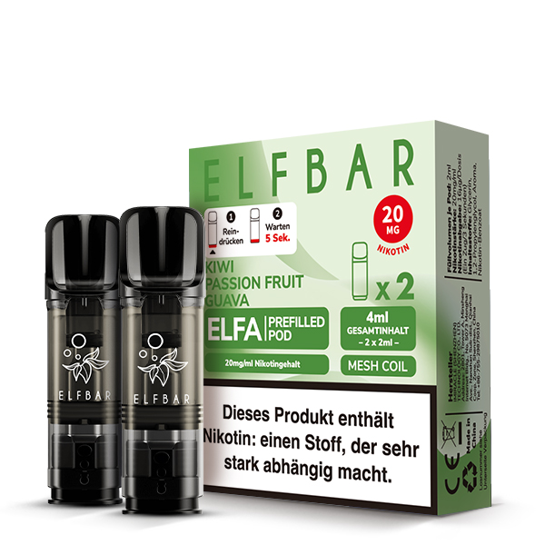 10x ELFBAR ELFA Kiwi Passion Fruit Guava 20mg Nikotin 2er Pack