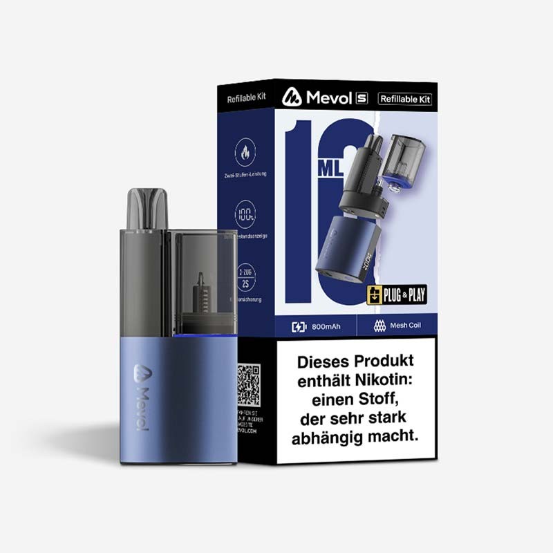 5x Mevol S Pod Kit + 0ml Pod - Farbe: Tiefsee Blau - 800 mAh