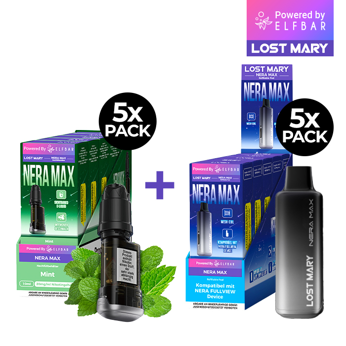 5x Lost Mary Nera 15K Refillcontainer Geschmack: Mint  + 5 x Refillable Pod