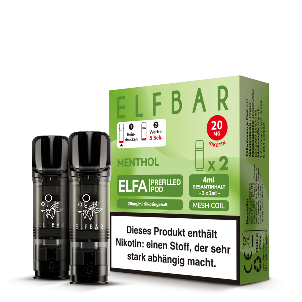 10x ELFBAR ELFA Menthol 20mg Nikotin 2er Pack