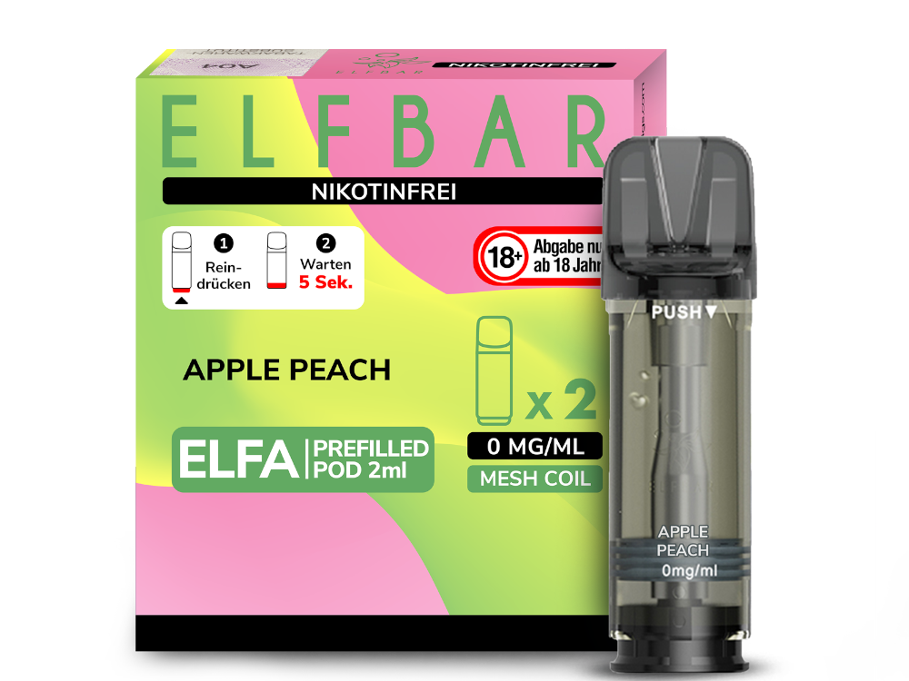 10x ELFBAR ELFA Apple Peach 0mg Nikotin 2er Pack