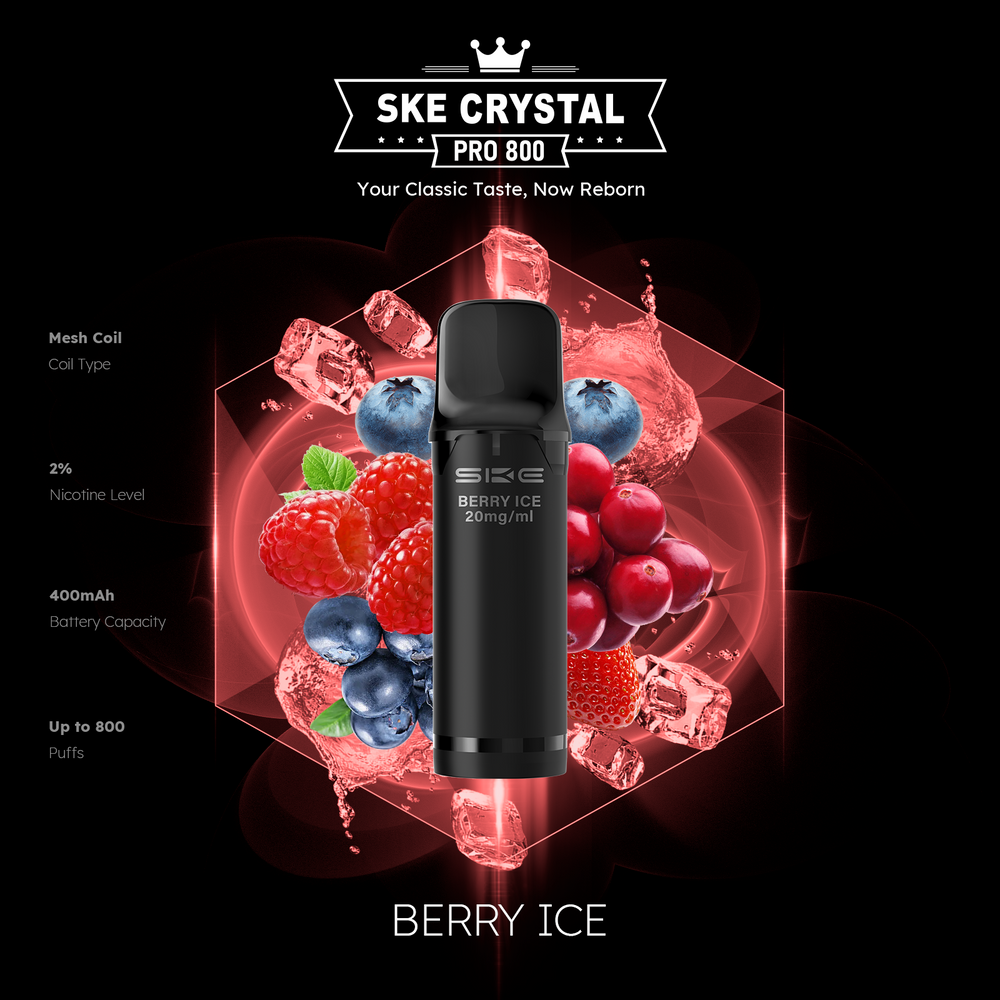 10x SKE Crystal Pro 800 - Berry Ice - 20mg Nikotingehalt