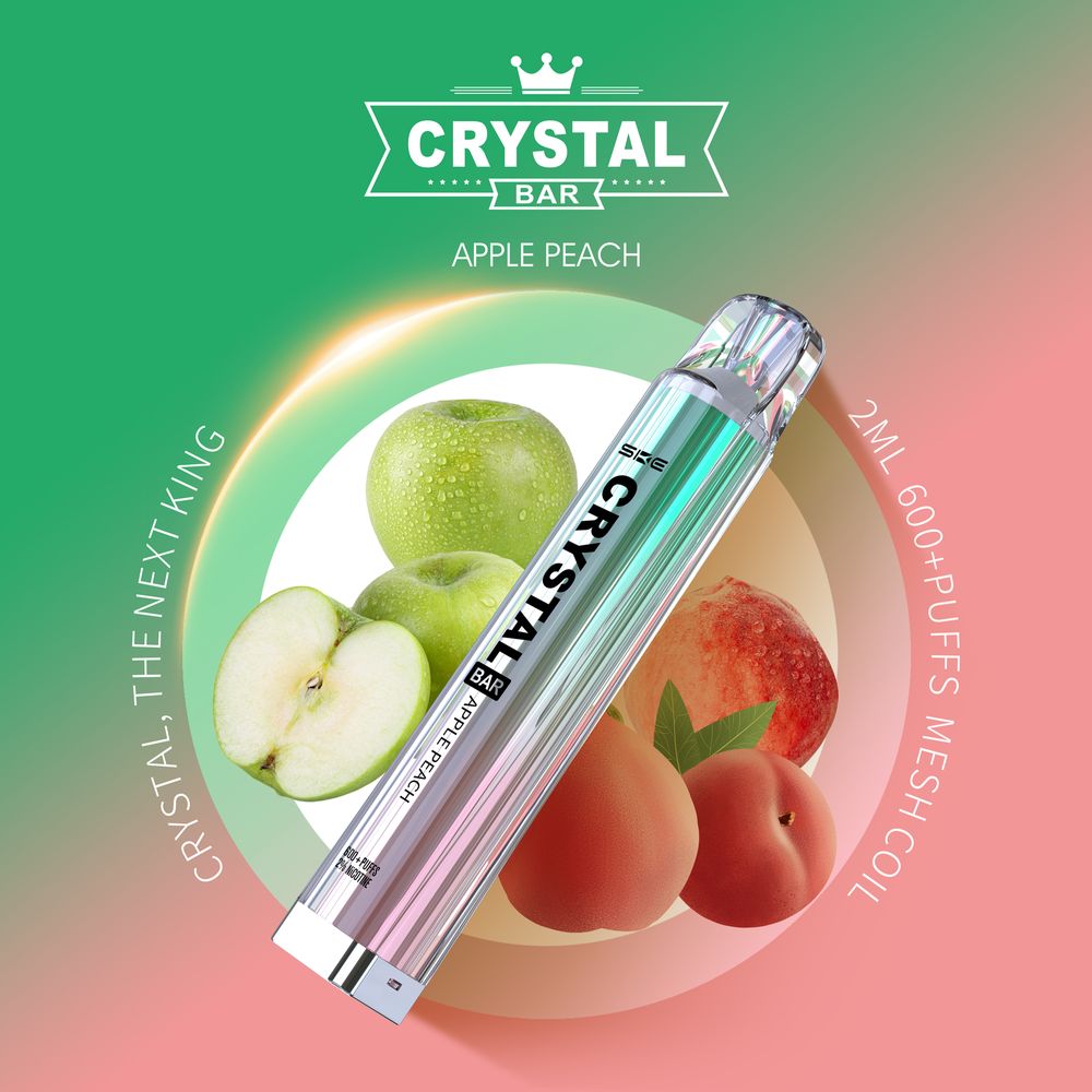 10 x SKE Crystal Bar 600 Apple Peach 2% Nikotin