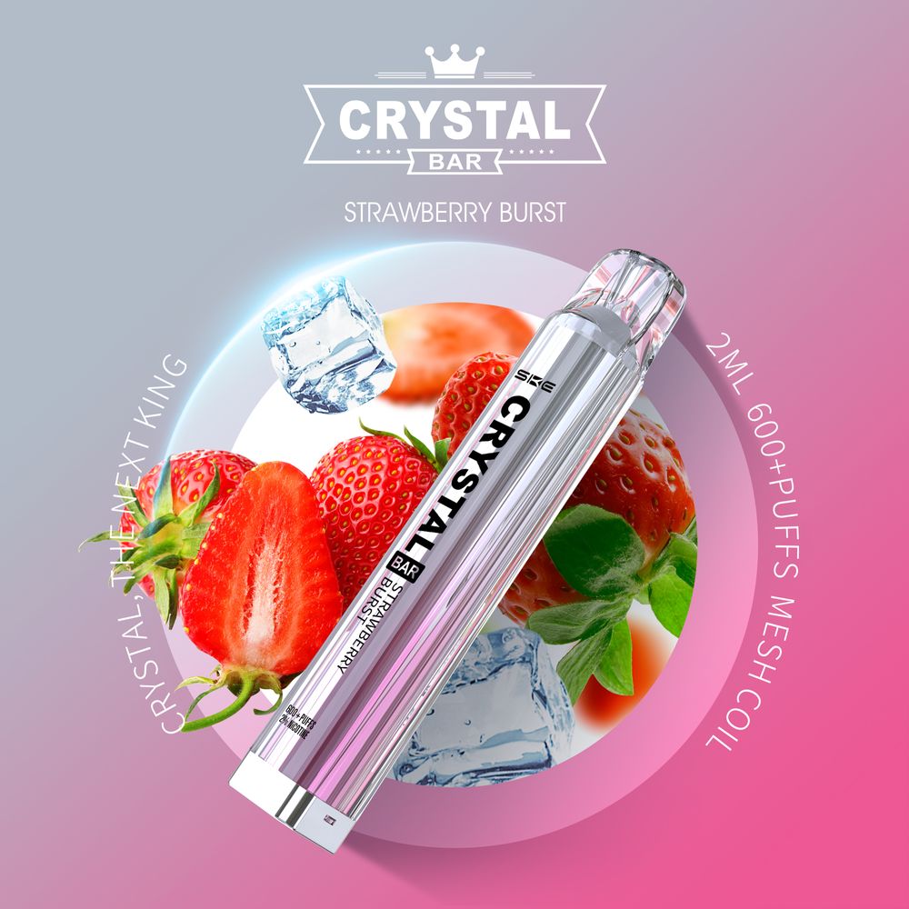 10 x SKE Crystal Bar 600 Strawberry Burst 2% Nikotin