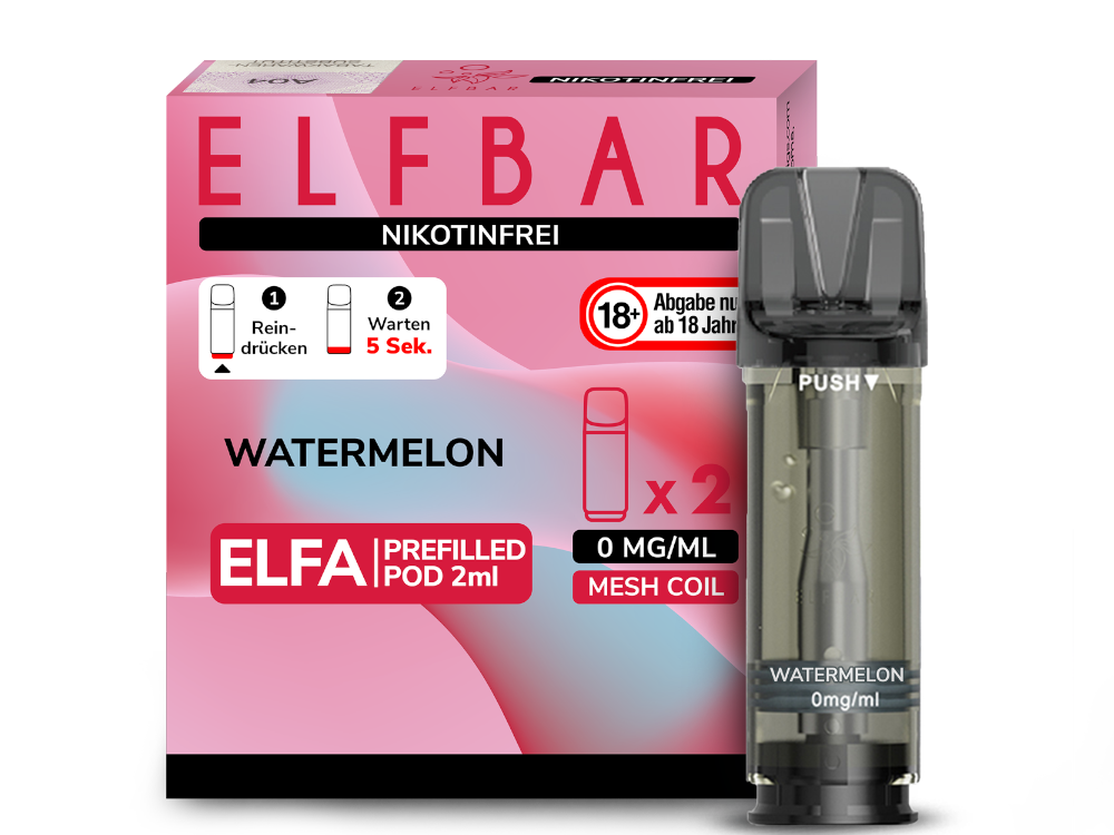 10x ELFBAR ELFA Watermelon 0mg Nikotin 2er Pack