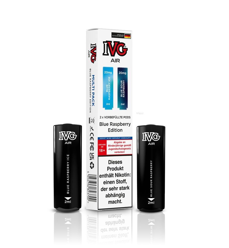 10x IVG Air 4in1 Pods - Blueberry Raspberry Edition (2er Pack) - 10% Akkuträger Gratis