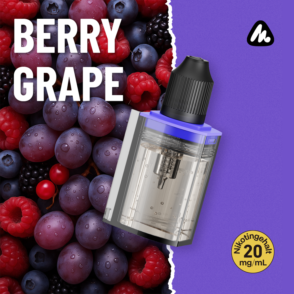 5x Mevol S Refill Container - Berry Grape - 20mg/ml - 10ml