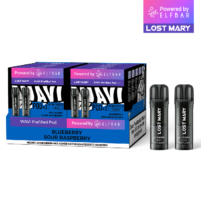 10x Lost Mary WAVI Blueberry Sour Raspberry 20mg Nikotin 2er Pack