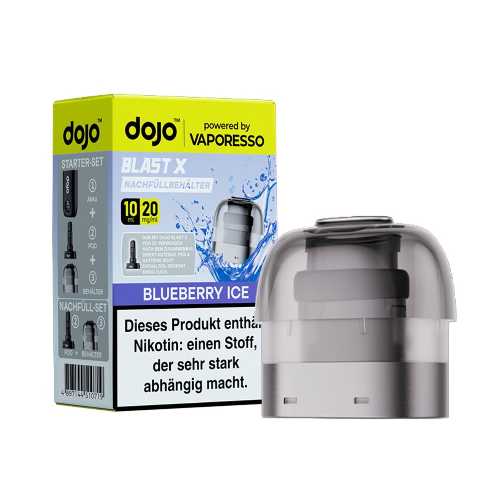5x Dojo Blast X Pod 10ml - Blueberry Ice - 20mg/ml Nikotingehalt + 5x Leerpod