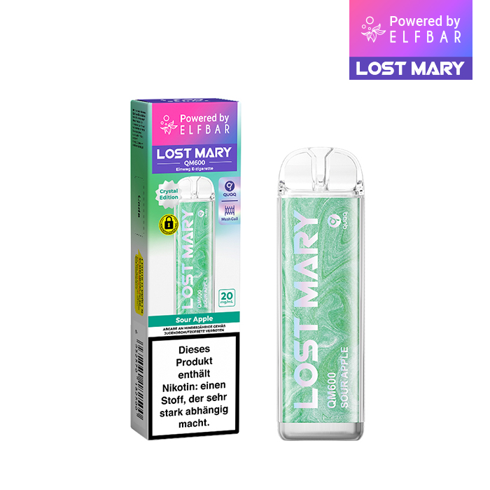 10+2 Aktion ELFBAR LOST MARY QM600 - Sour Apple 20mg Nikotin
