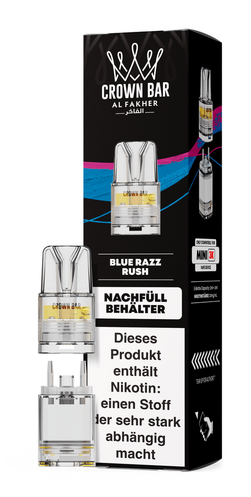 10x Al Fakher Mini 3K Pod - Blue Razz Rush - 20mg Nikotingehalt