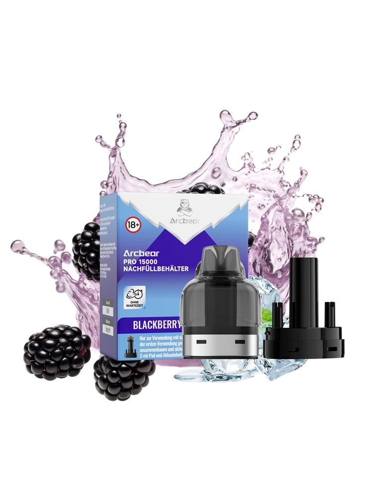 10+10 (0+10ml) Arcbear Pro 15000 Nachfüll-Set - Blackberry Ice - 0 mg/ml Nikotingehalt + Leerpod