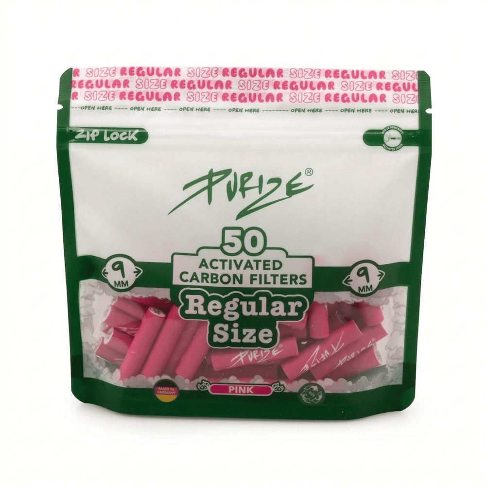 8x Purize Aktivkohlefilter Regular - Size 9 mm - Pink - 50 Stück