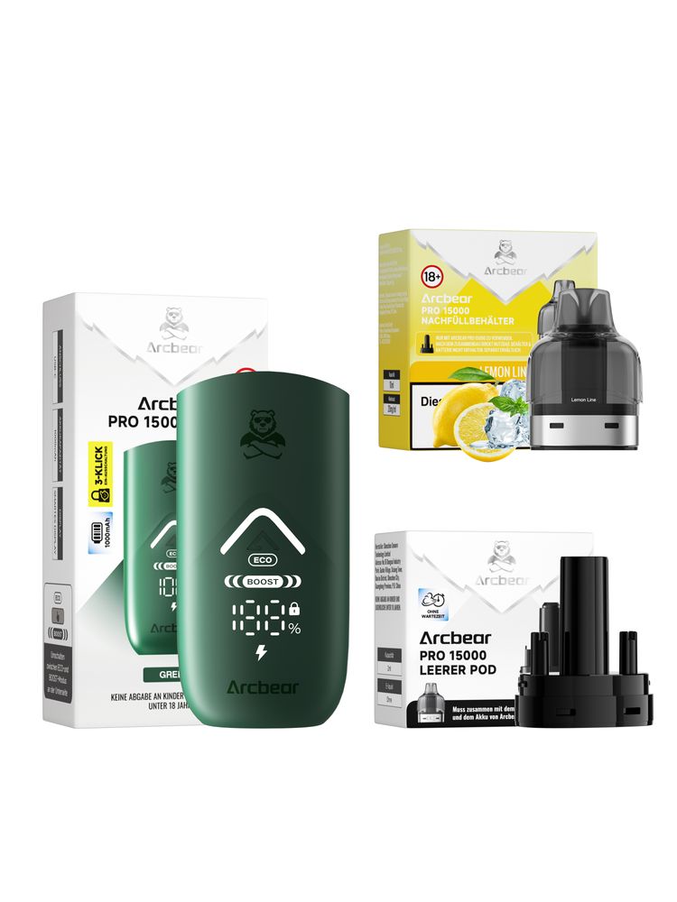 5x Arcbear Pro 15000 Starter Set - Farbe: Green + Pod Lemon Line