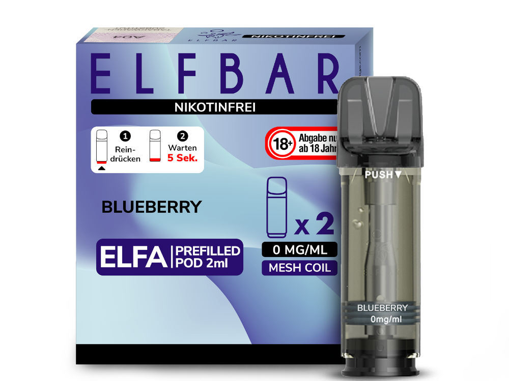 10x ELFBAR ELFA Blueberry 0mg Nikotin 2er Pack