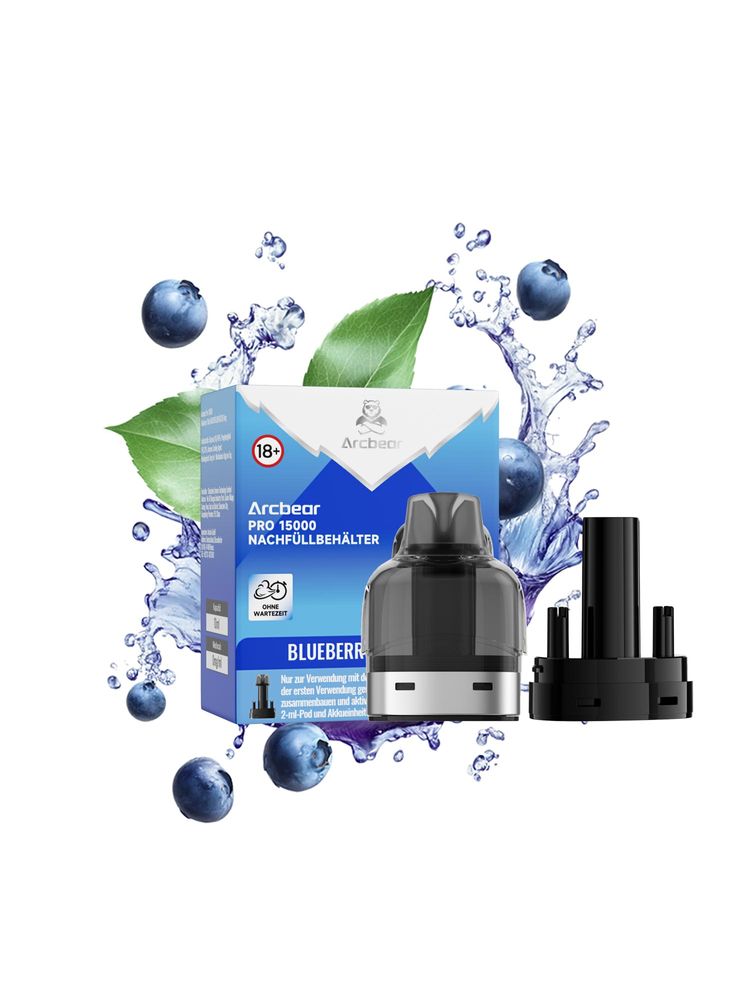 10+10 (0+10ml) Arcbear Pro 15000 Nachfüll-Set - Blueberry - 0 mg/ml Nikotingehalt + Leerpod