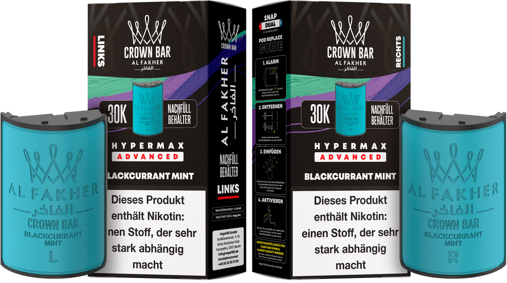 10x Al Fakher Hypermax 30K Pods - Alle Sorten - 6mg Nikotingehalt (5 Linke + 5 Rechte)